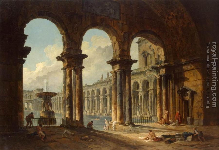 Hubert Robert : Ancient Ruins Used as Public Baths